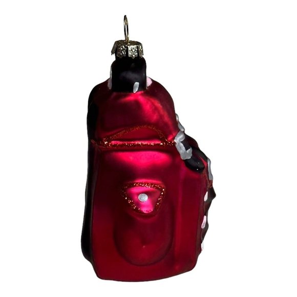 Blown Mercury Glass‎ Christmas Ornament Red Backpack 4.5" Hiking Water Bottle - Picture 4 of 9